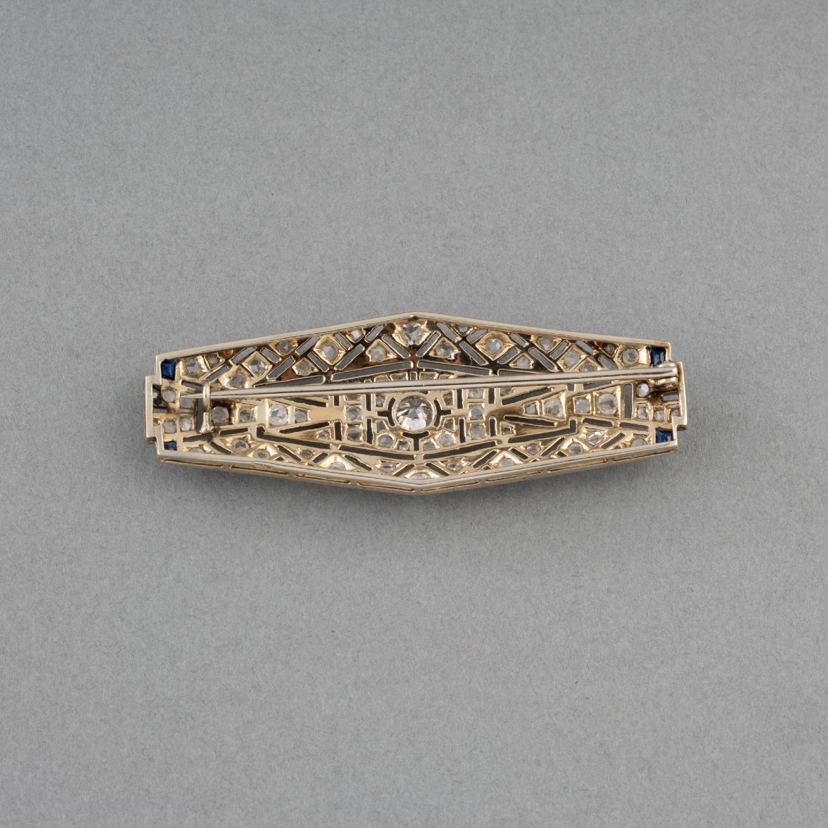 Antique Art Deco Brooch In Platinum Gold And Diamonds-photo-4