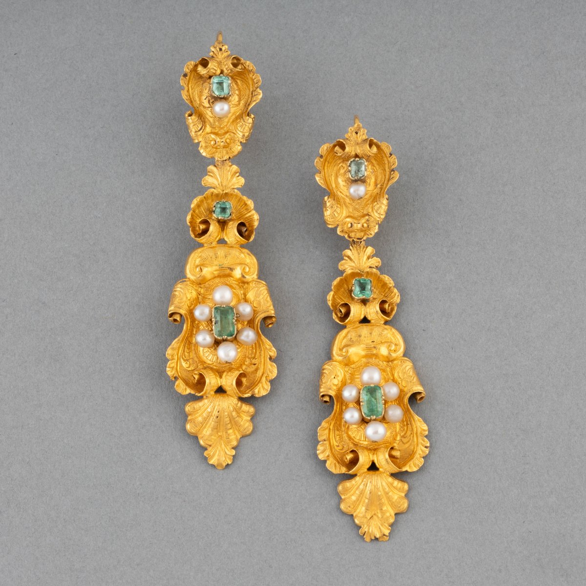 French 19th C. Gold Earrings-photo-2