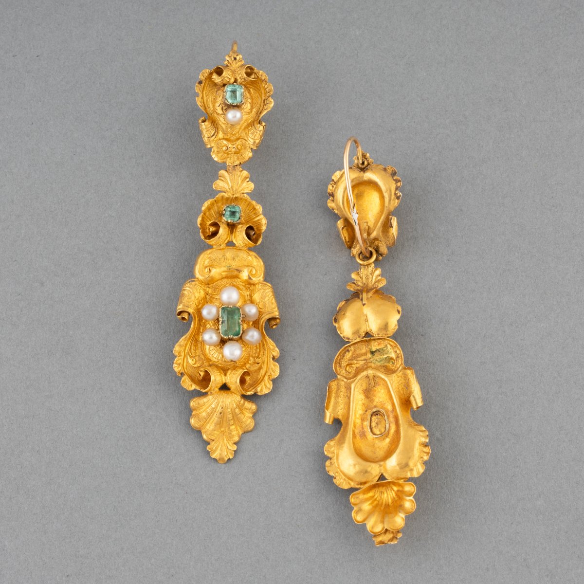 French 19th C. Gold Earrings-photo-4