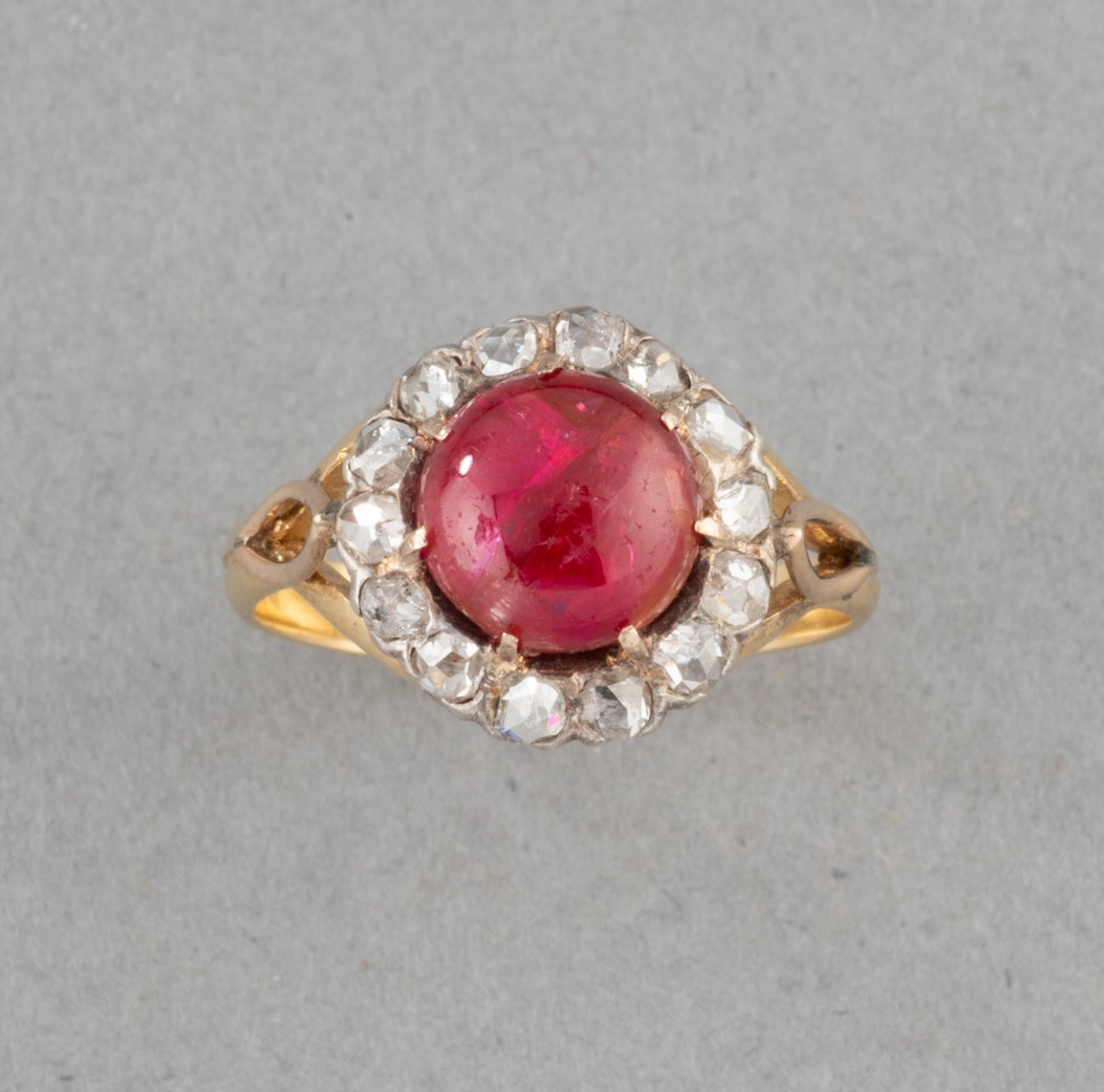 Antique Gold Ruby And Diamond Ring