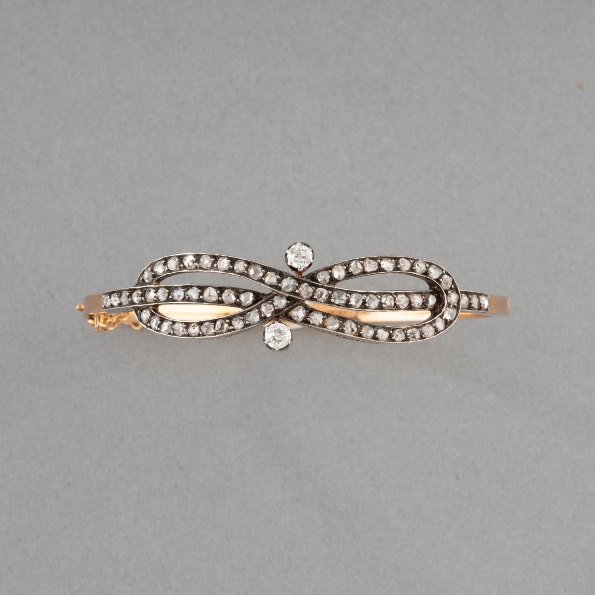 Bracelet Français 19ième en Or Argent et Diamants-photo-2
