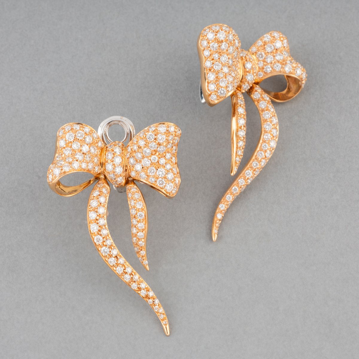 Boucles D'oreilles "Noeuds" Vintage en Or et Diamants-photo-2
