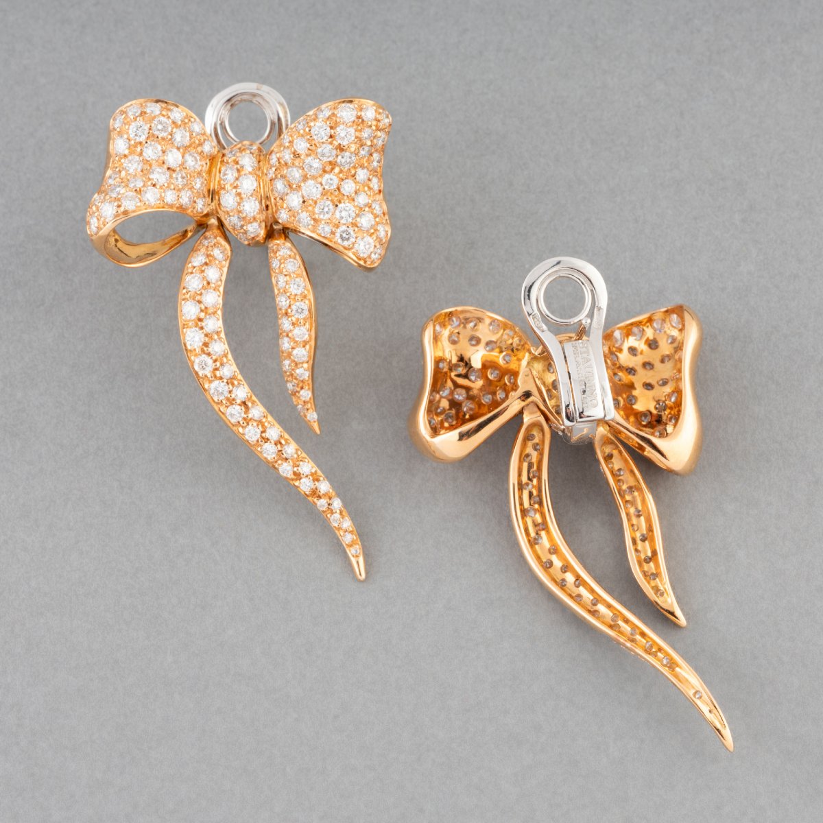 Boucles D'oreilles "Noeuds" Vintage en Or et Diamants-photo-3