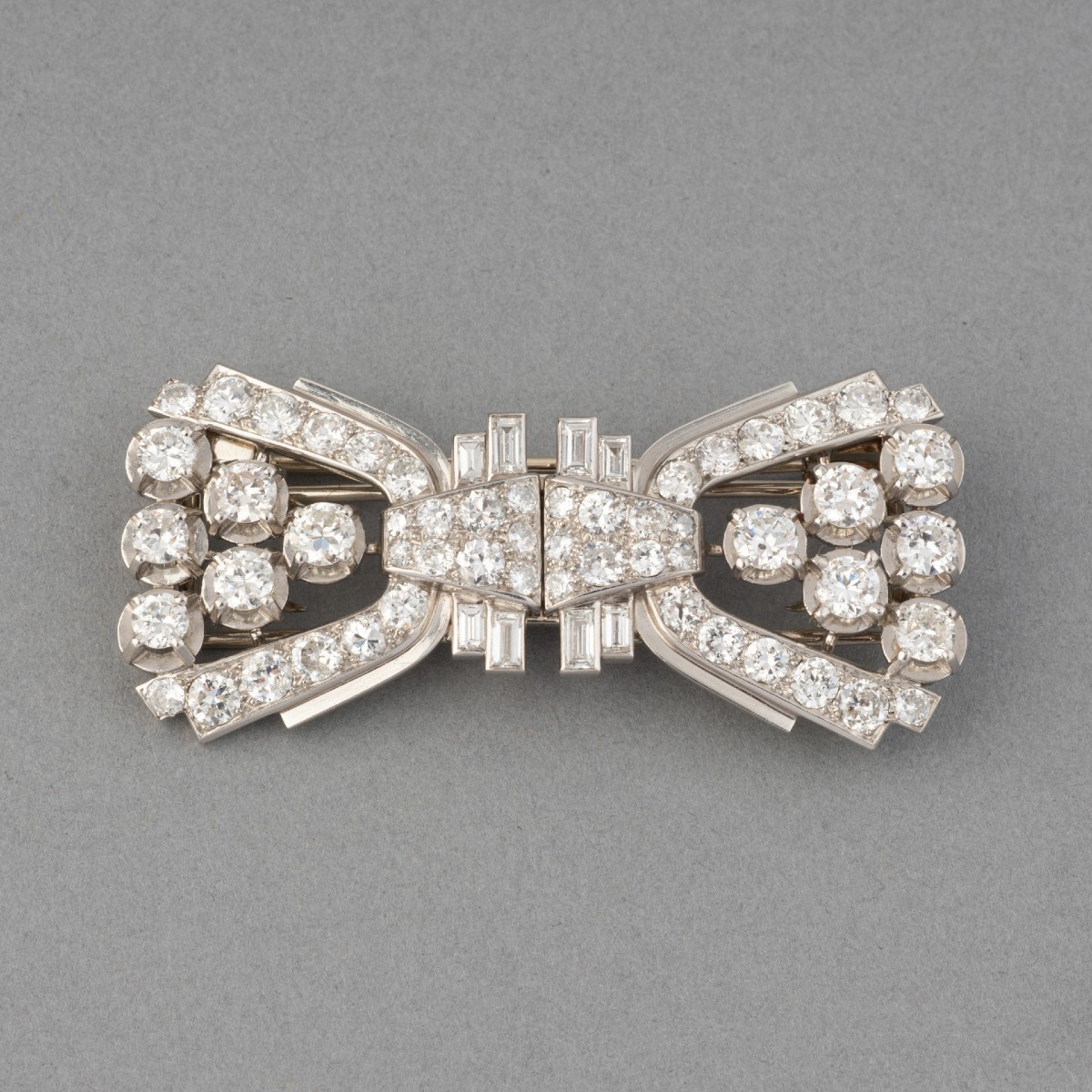  Mauboussin Paris Broche Double Clips Art Déco en Platine et Diamants