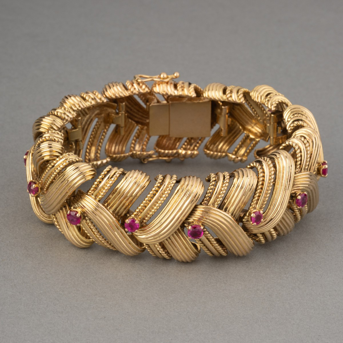 Vintage French Gold And Ruby Bracelet