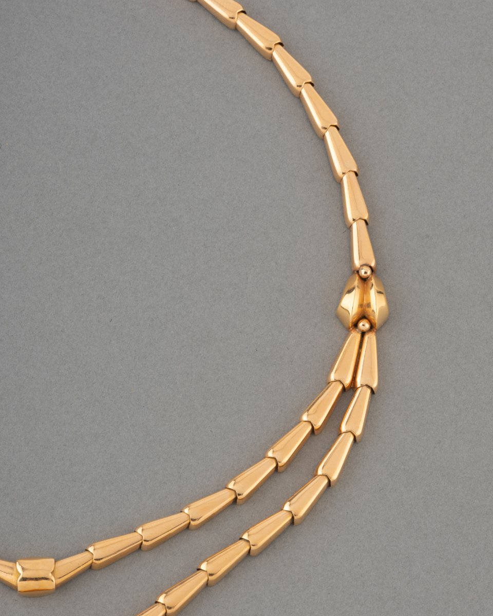 Collier Français Vintage en Or et Diamants vers 1940-photo-1