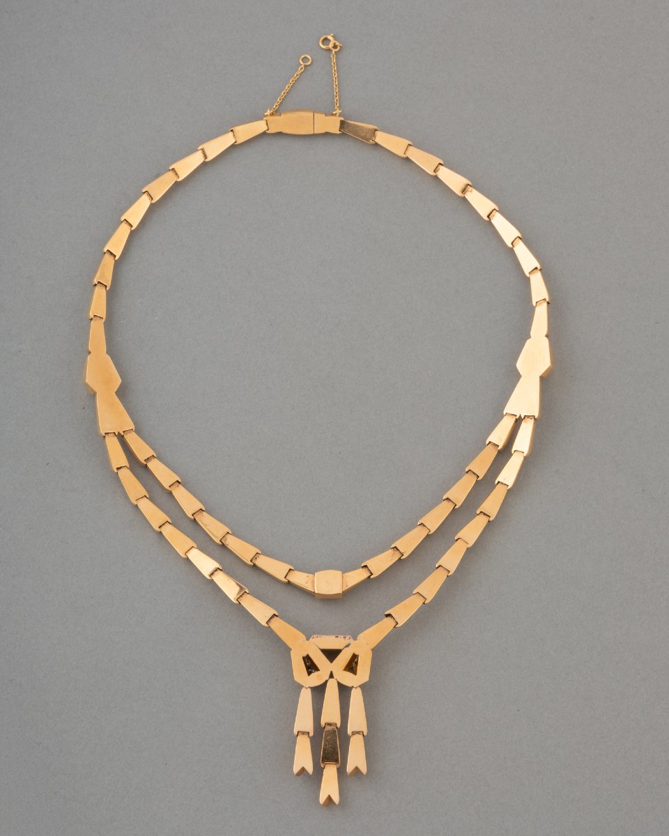 Collier Français Vintage en Or et Diamants vers 1940-photo-3