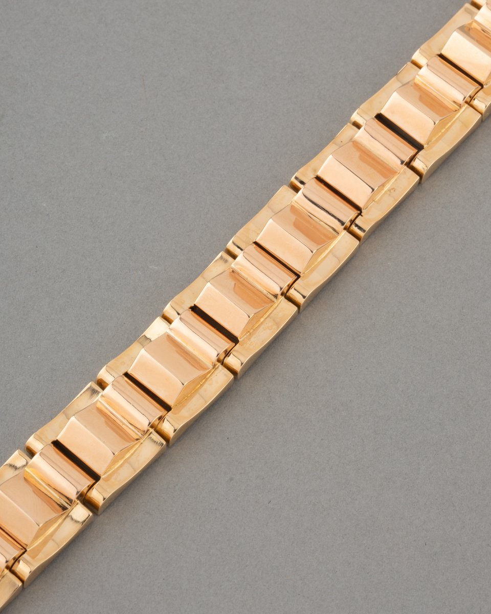 Antique French Tank Bracelet Circa 1940 In Gold-photo-3