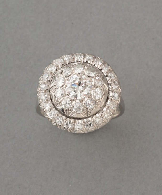 Art Deco French Platinum And Diamond Ring