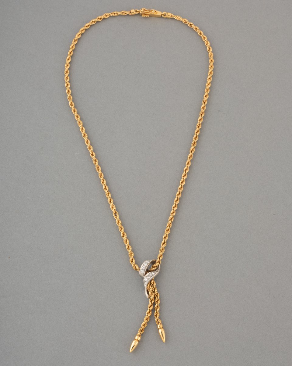 Collier Français Années 50 en Or et Diamants-photo-2