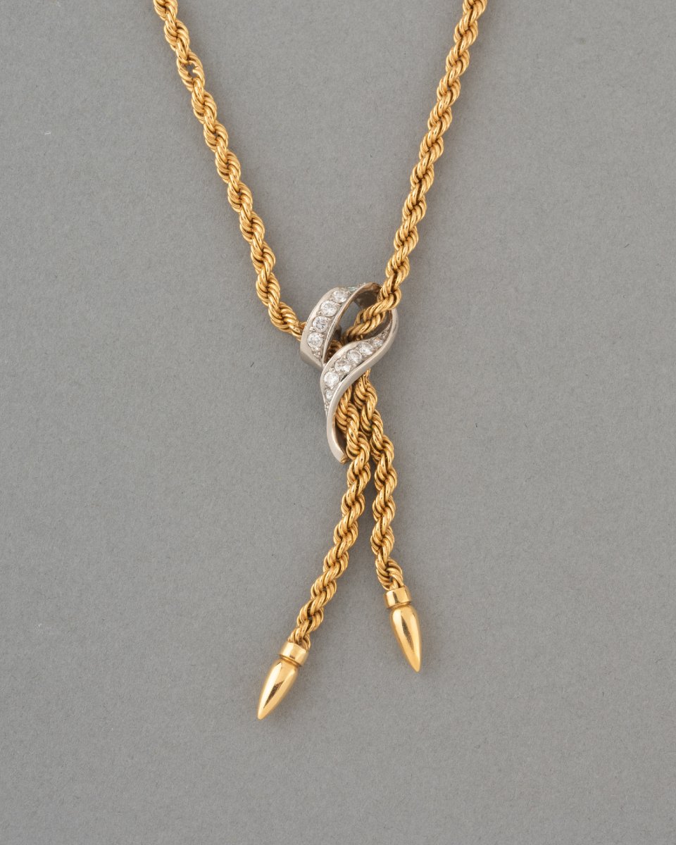 Collier Français Années 50 en Or et Diamants-photo-3