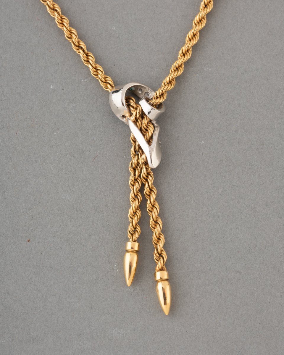 Collier Français Années 50 en Or et Diamants-photo-4