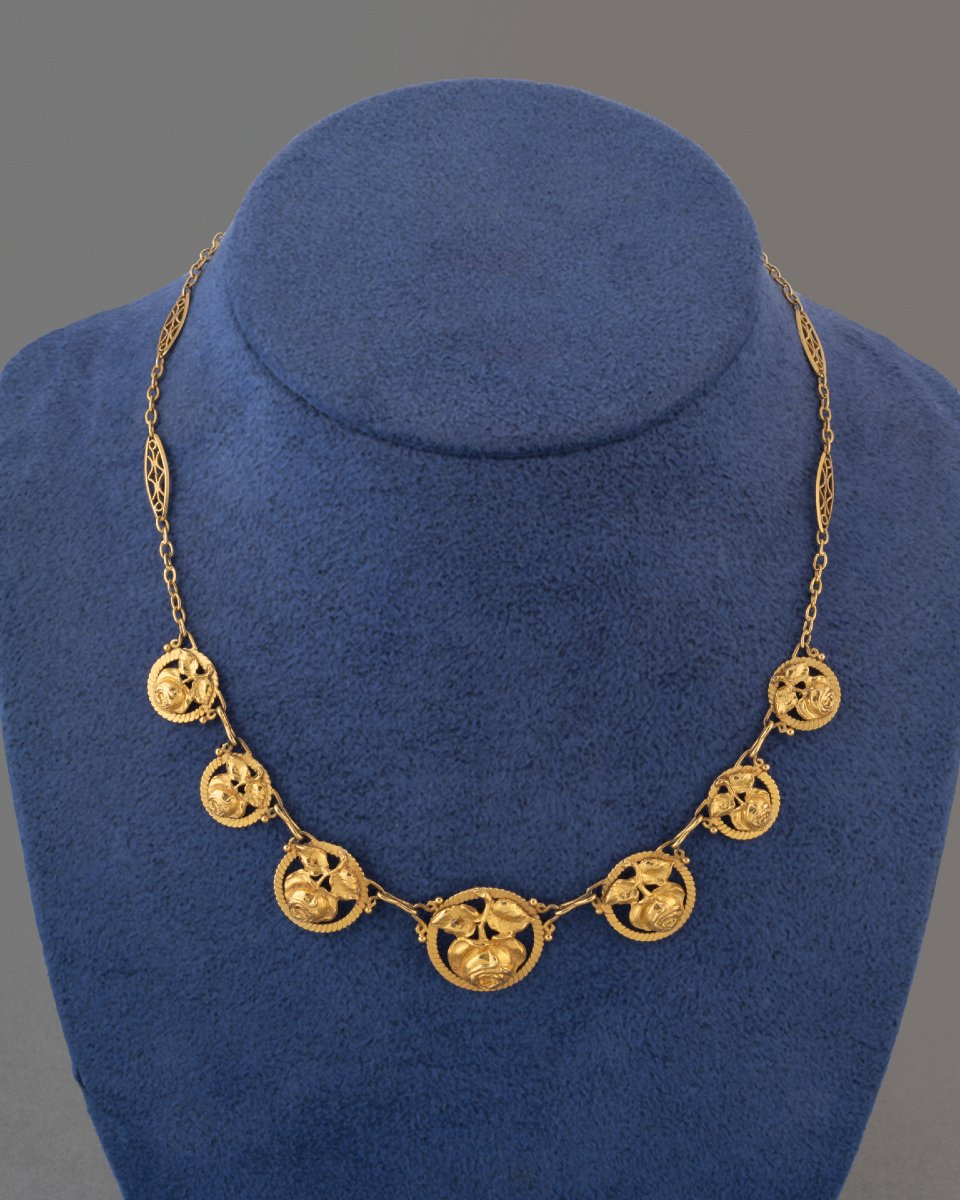 Collier Français Ancien Draperie en Or 