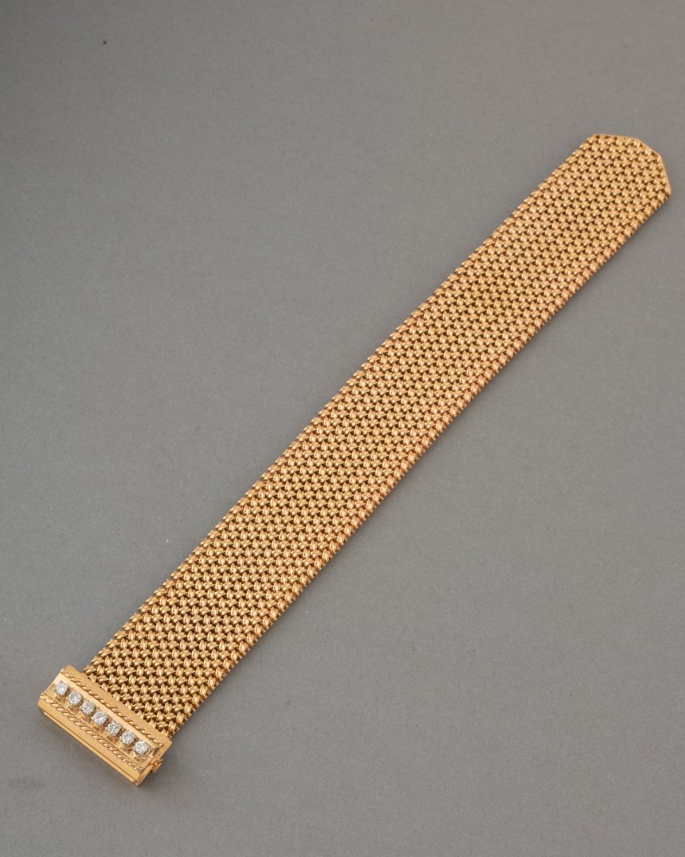 Vintage French Gold And Diamond Bracelet-photo-2