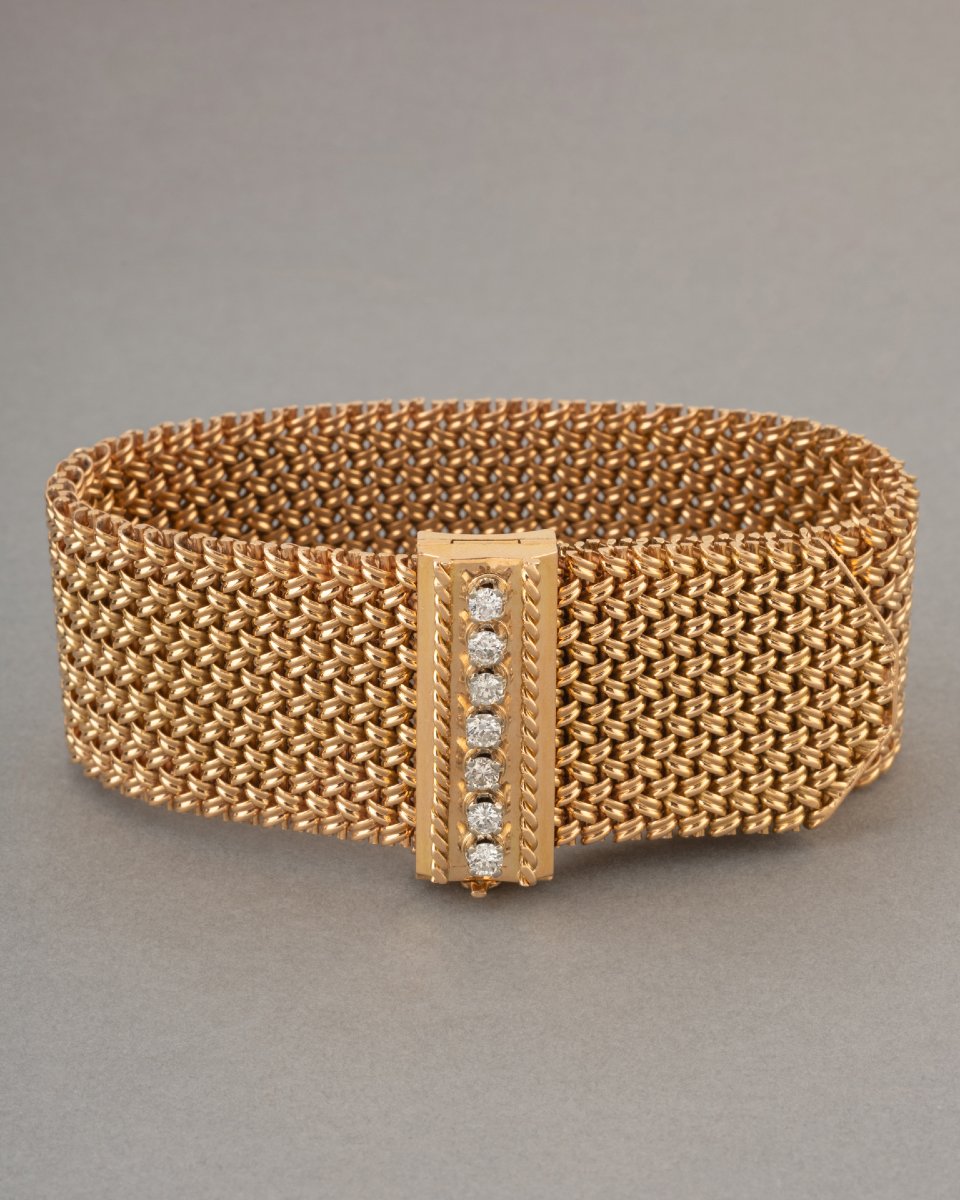 Vintage French Gold And Diamond Bracelet-photo-3