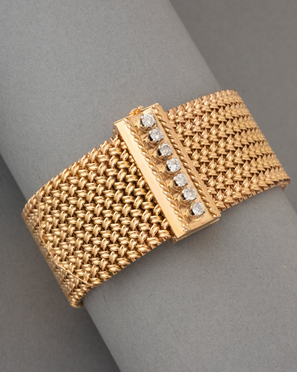 Vintage French Gold And Diamond Bracelet-photo-4