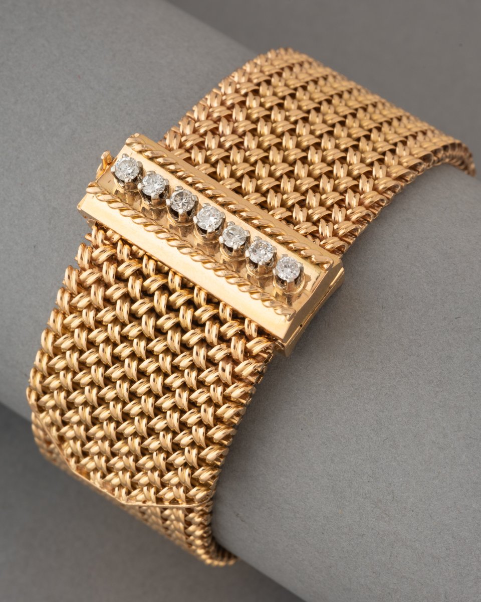 Vintage French Gold And Diamond Bracelet