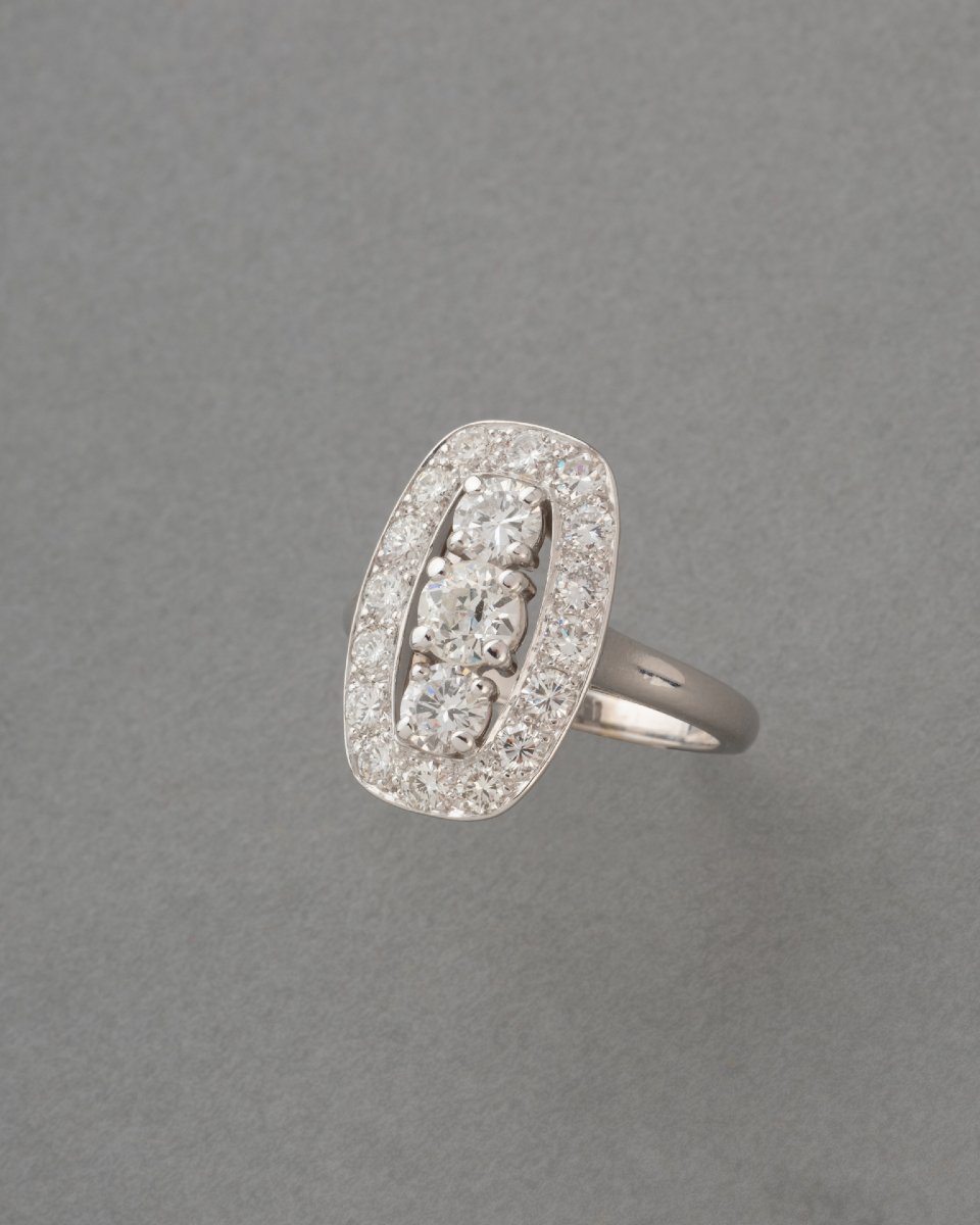 Bague Française Vintage en Or et Diamants-photo-2