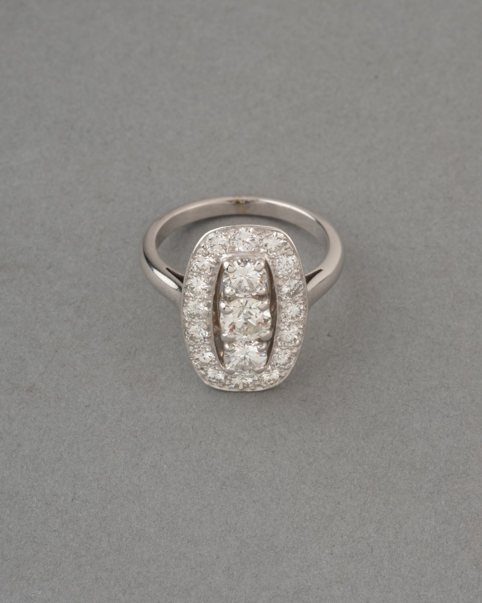 Bague Française Vintage en Or et Diamants-photo-3