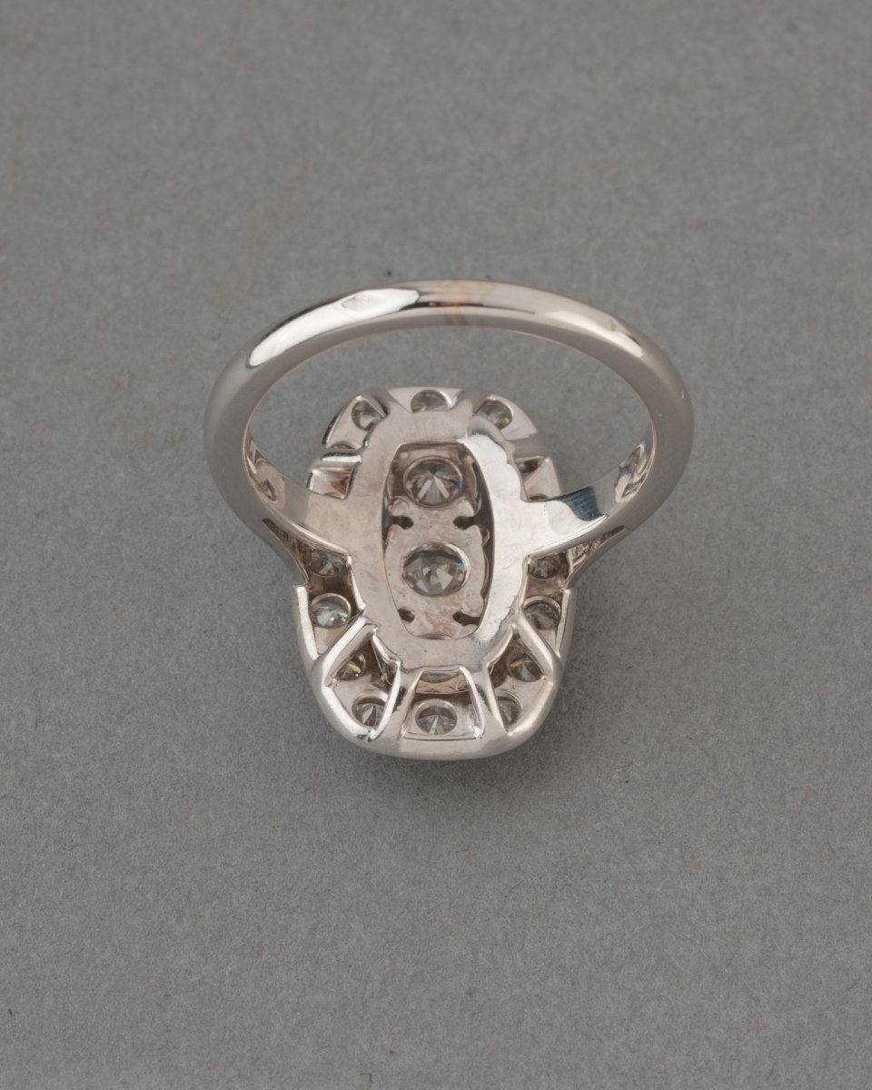 Bague Française Vintage en Or et Diamants-photo-4