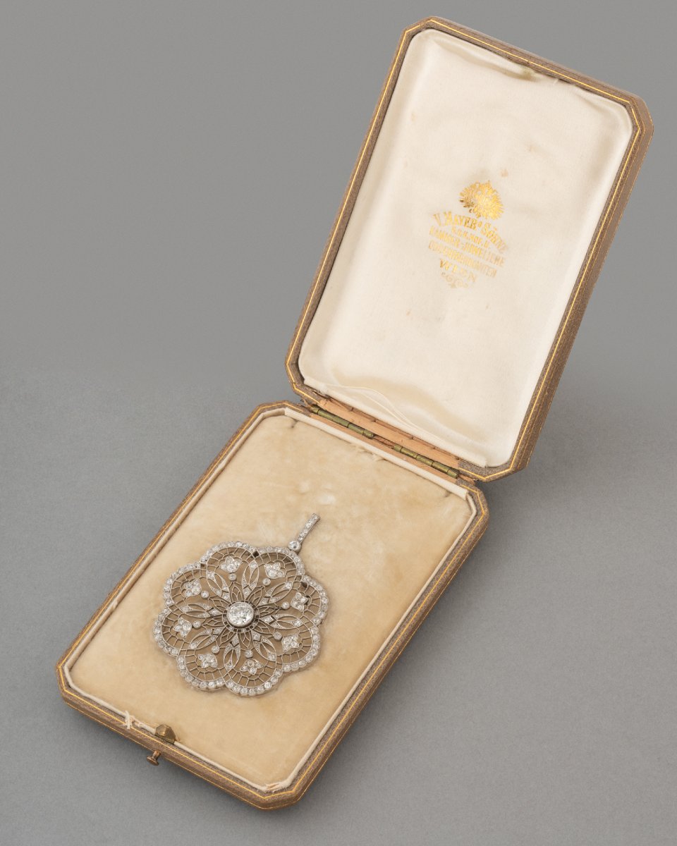 Pendentif Ancien Belle Epoque en Platine et Diamants-photo-2
