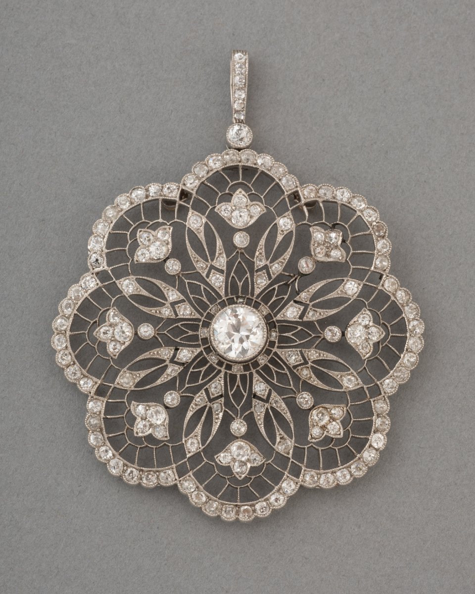 Pendentif Ancien Belle Epoque en Platine et Diamants