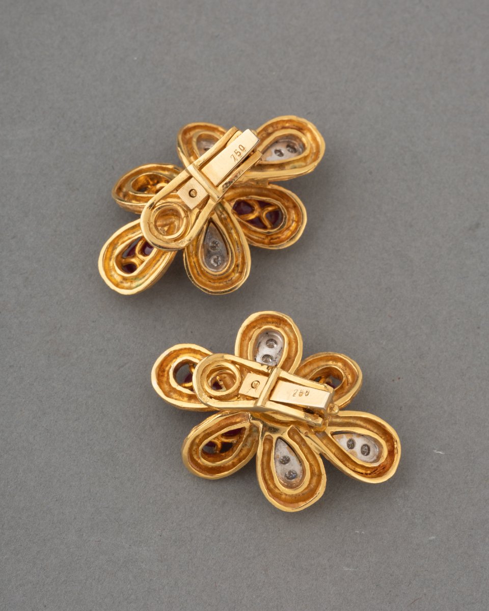 Boucles D'oreilles Vintage en Or et Pierres Précieuses-photo-4