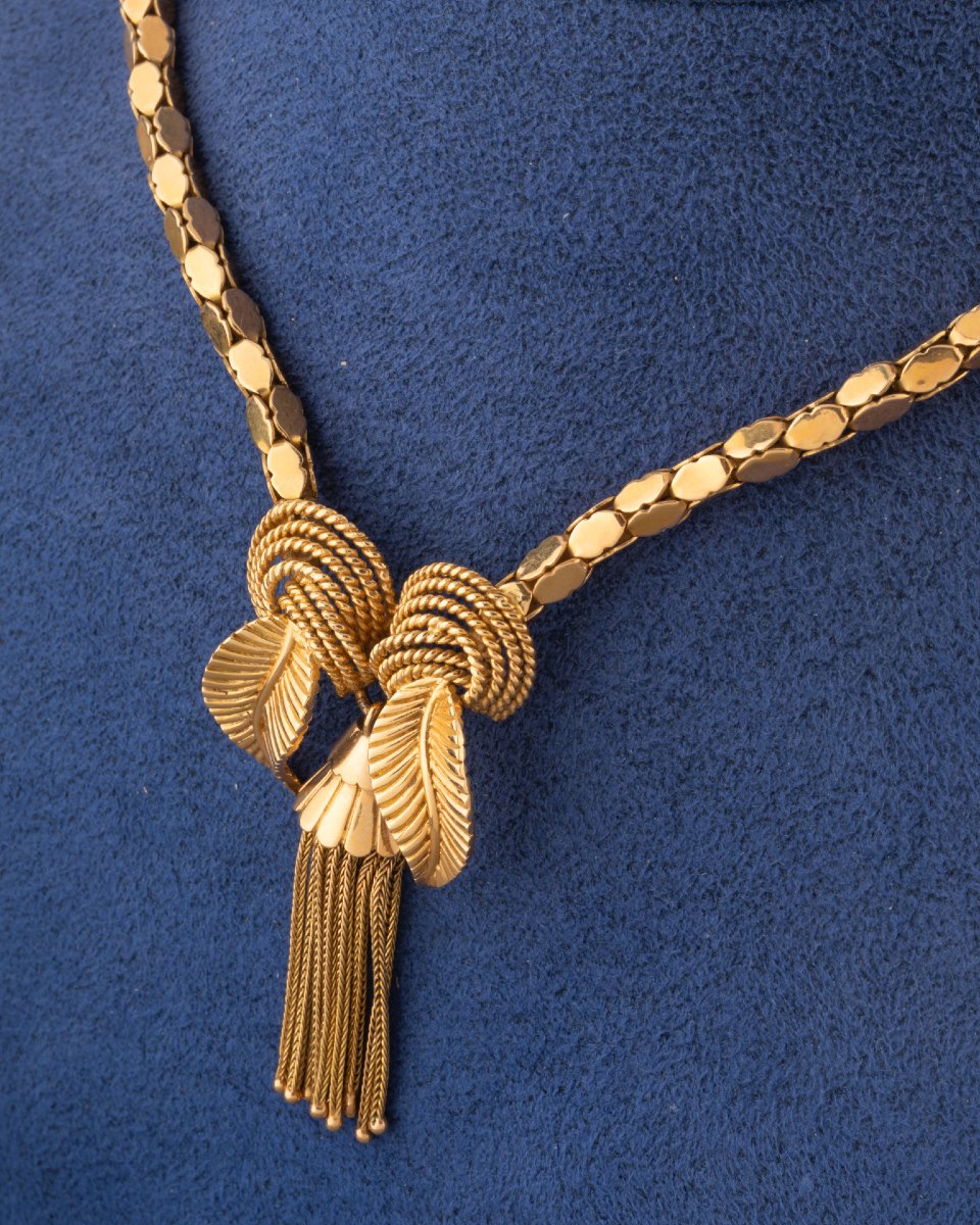 Vintage 50's French Gold Necklace-photo-3