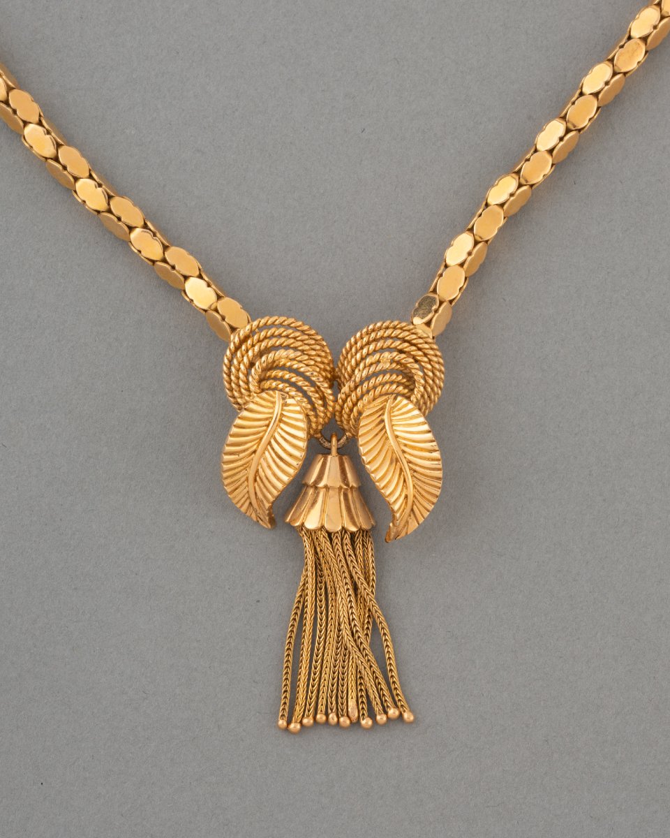 Vintage 50's French Gold Necklace-photo-4
