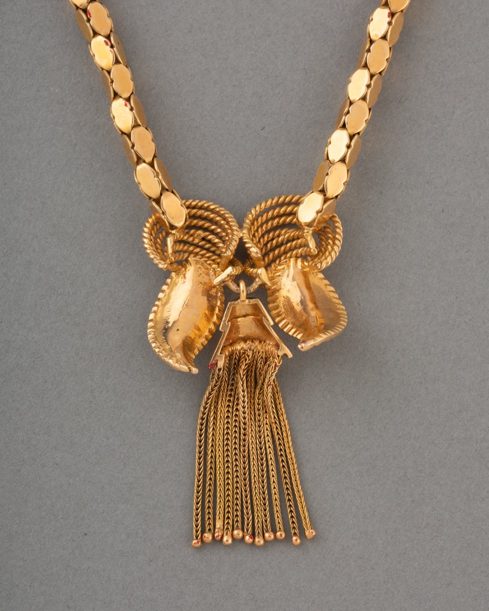 Vintage 50's French Gold Necklace-photo-1