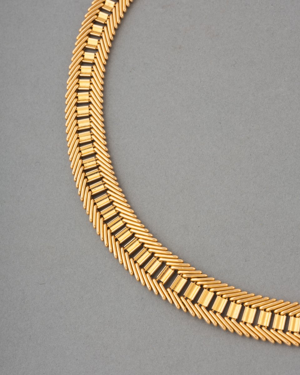 Vintage 50's French Gold Necklace-photo-2