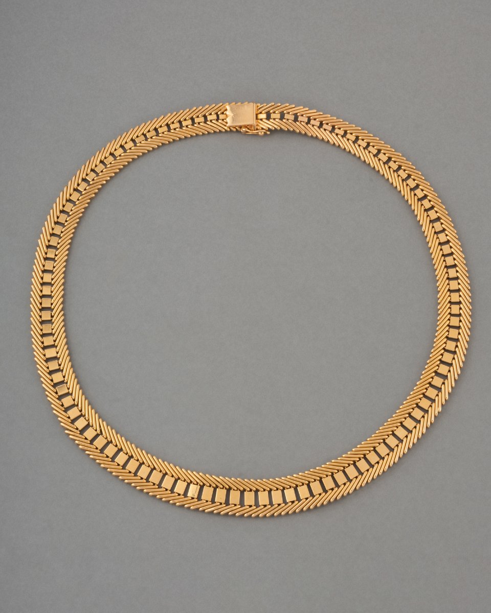 Vintage 50's French Gold Necklace-photo-3