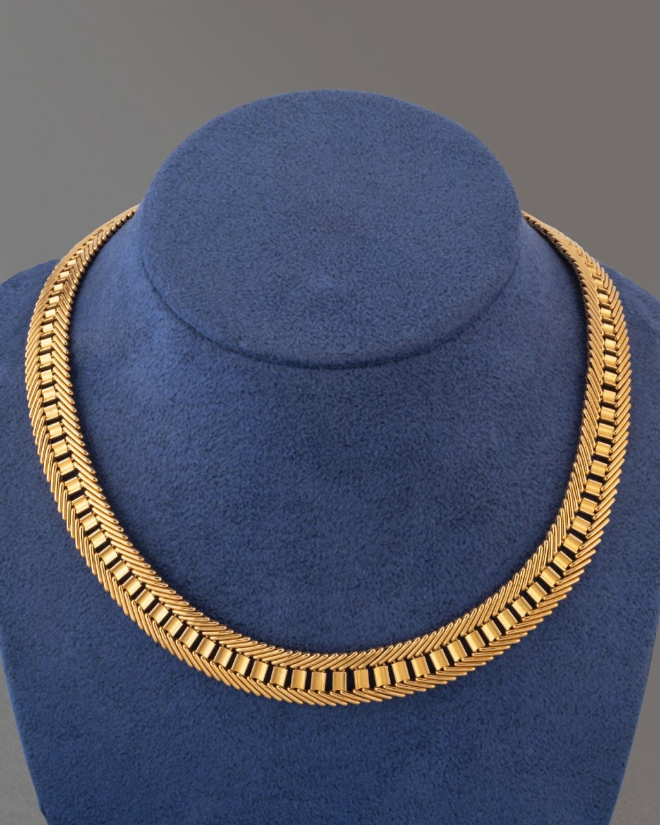 Vintage 50's French Gold Necklace-photo-4