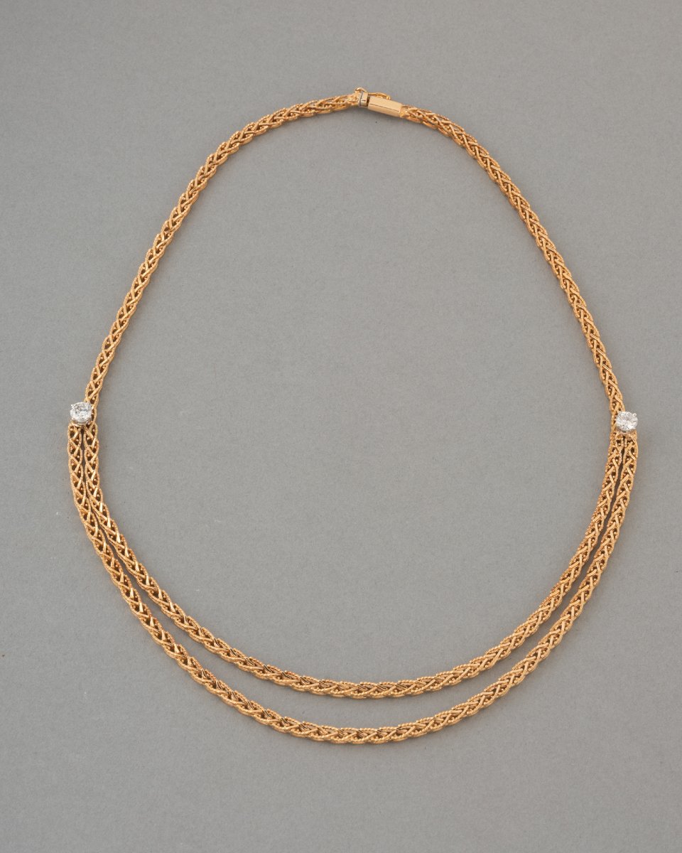 Vintage French Gold And Diamond Necklace-photo-2