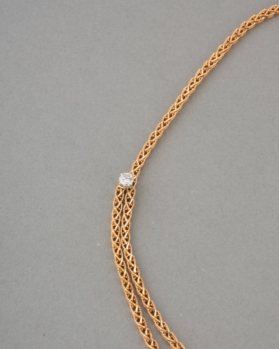 Vintage French Gold And Diamond Necklace-photo-3