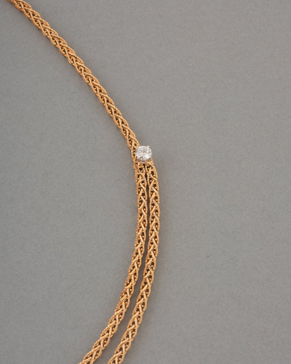 Vintage French Gold And Diamond Necklace-photo-4