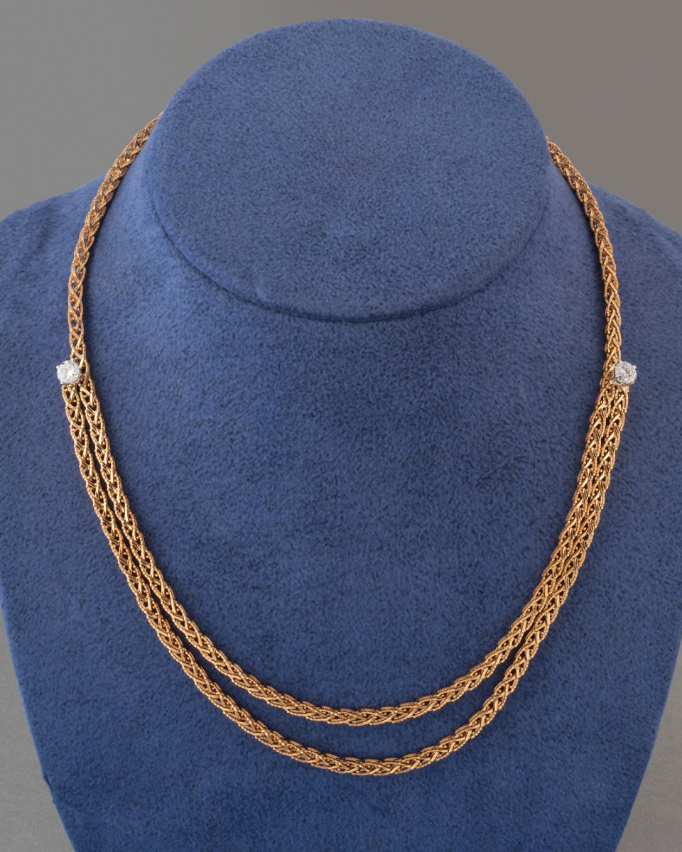 Vintage French Gold And Diamond Necklace