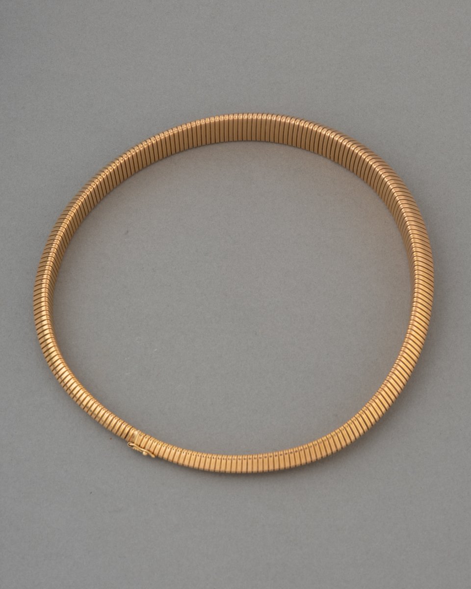 Vintage French Tubogaz Gold Necklace-photo-2
