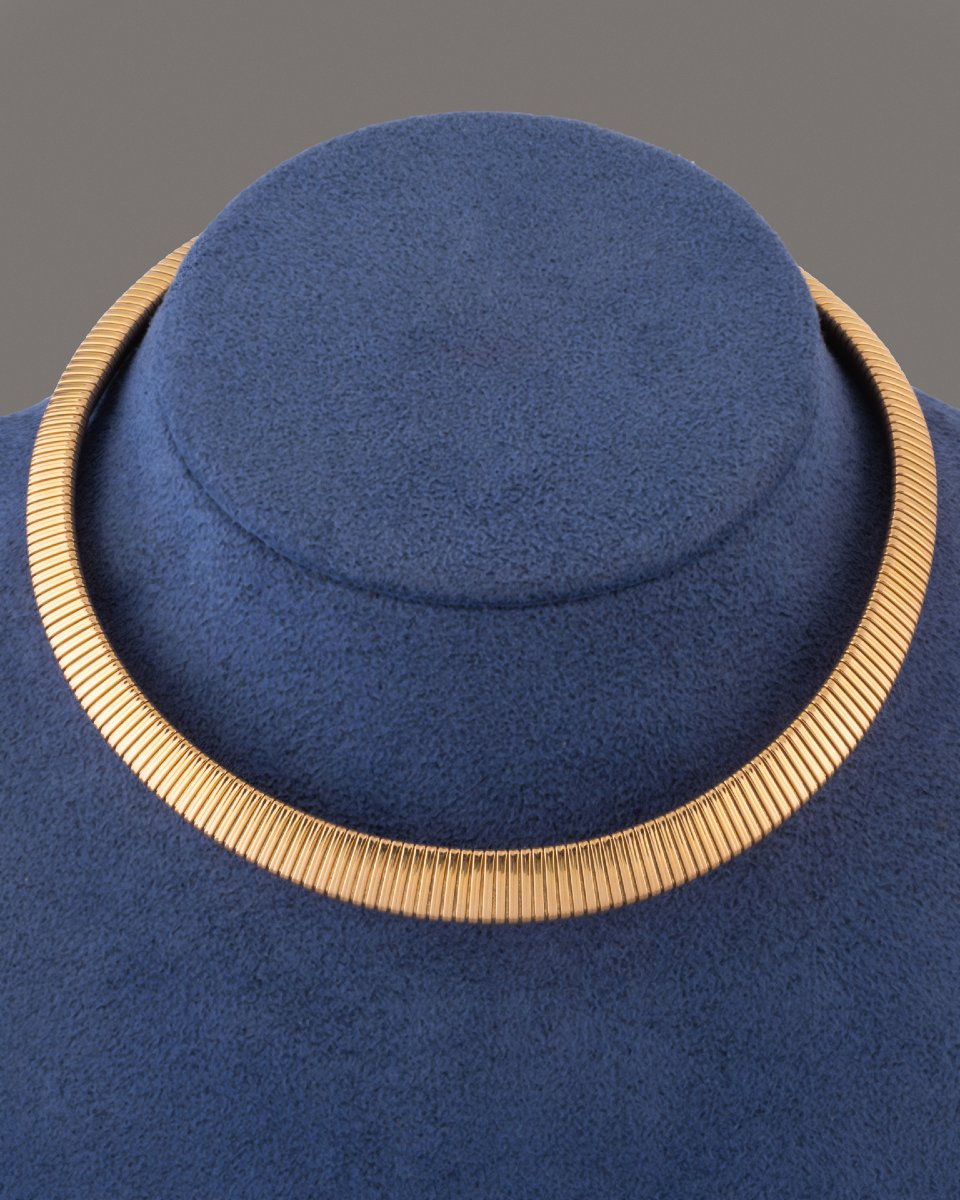 Vintage French Tubogaz Gold Necklace-photo-4