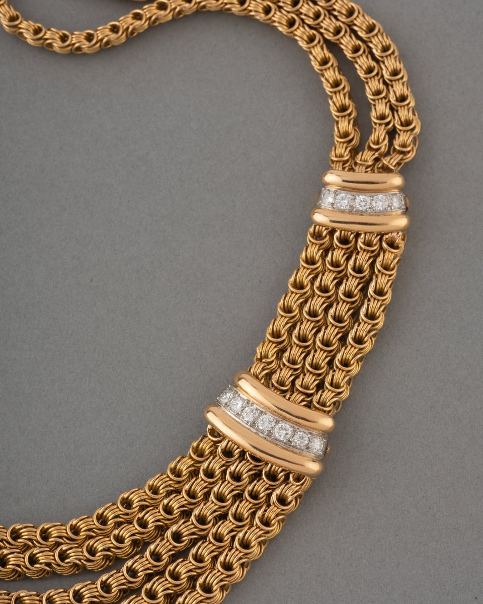 Collier Français Années 70 en Or et Diamants-photo-3