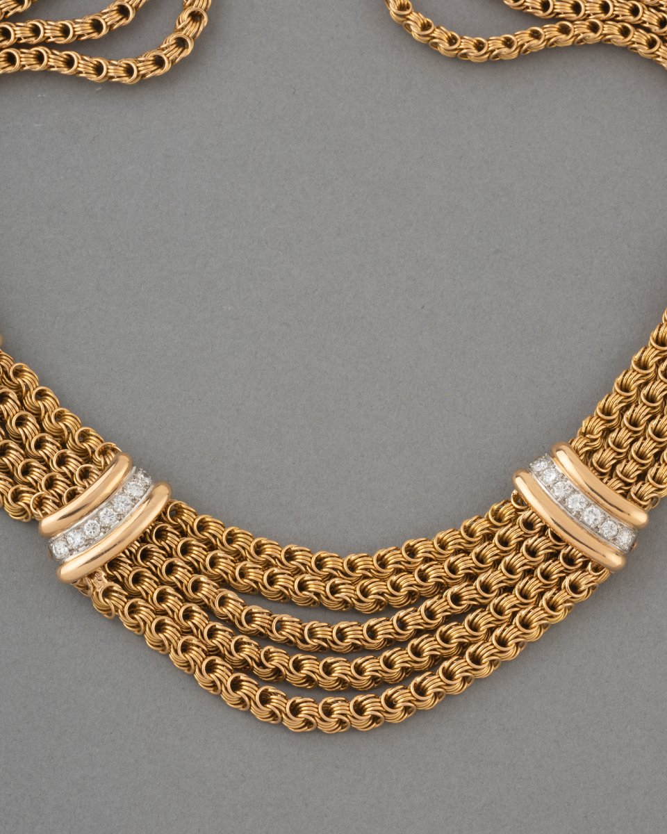 Collier Français Années 70 en Or et Diamants-photo-4