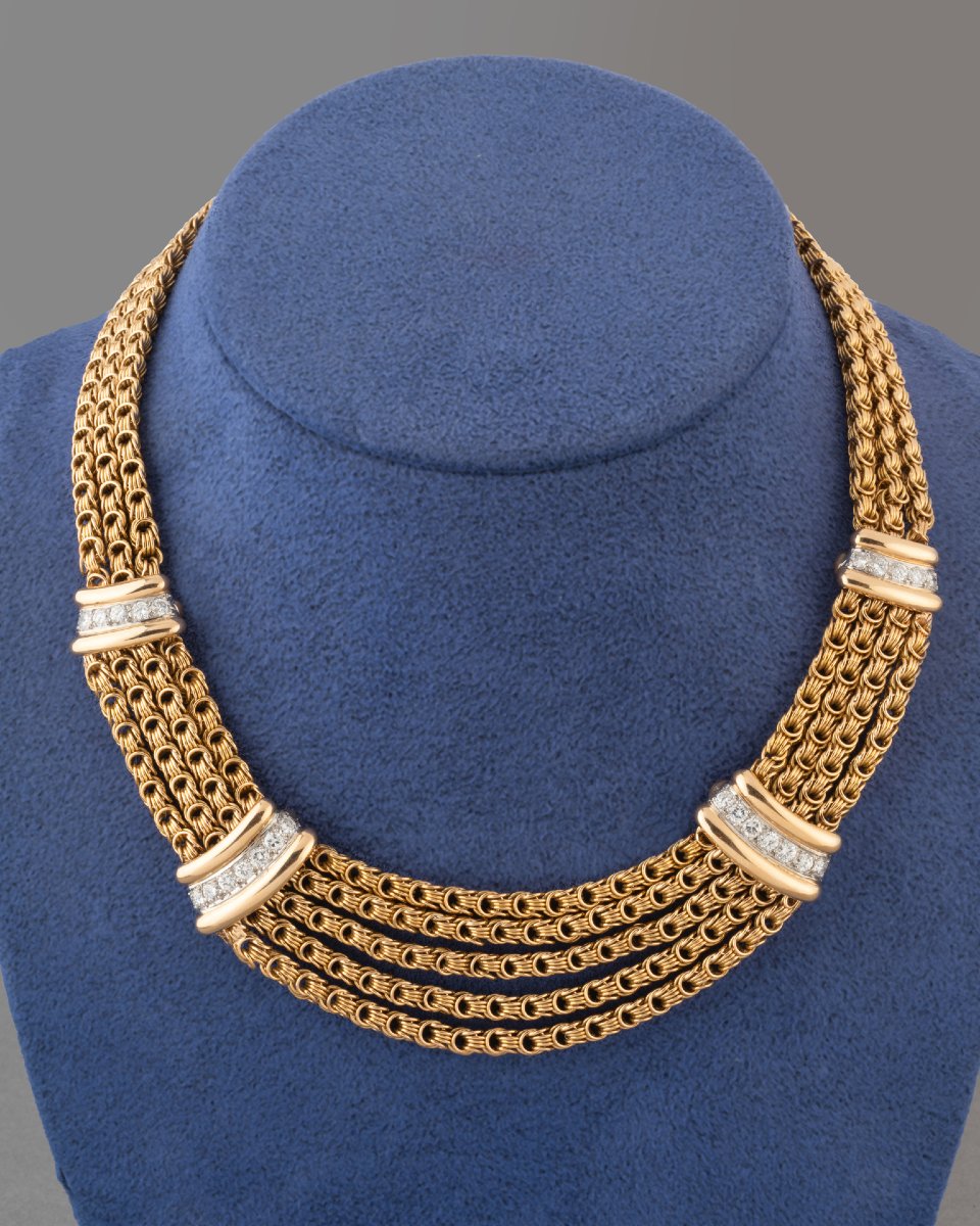 Collier Français Années 70 en Or et Diamants-photo-1
