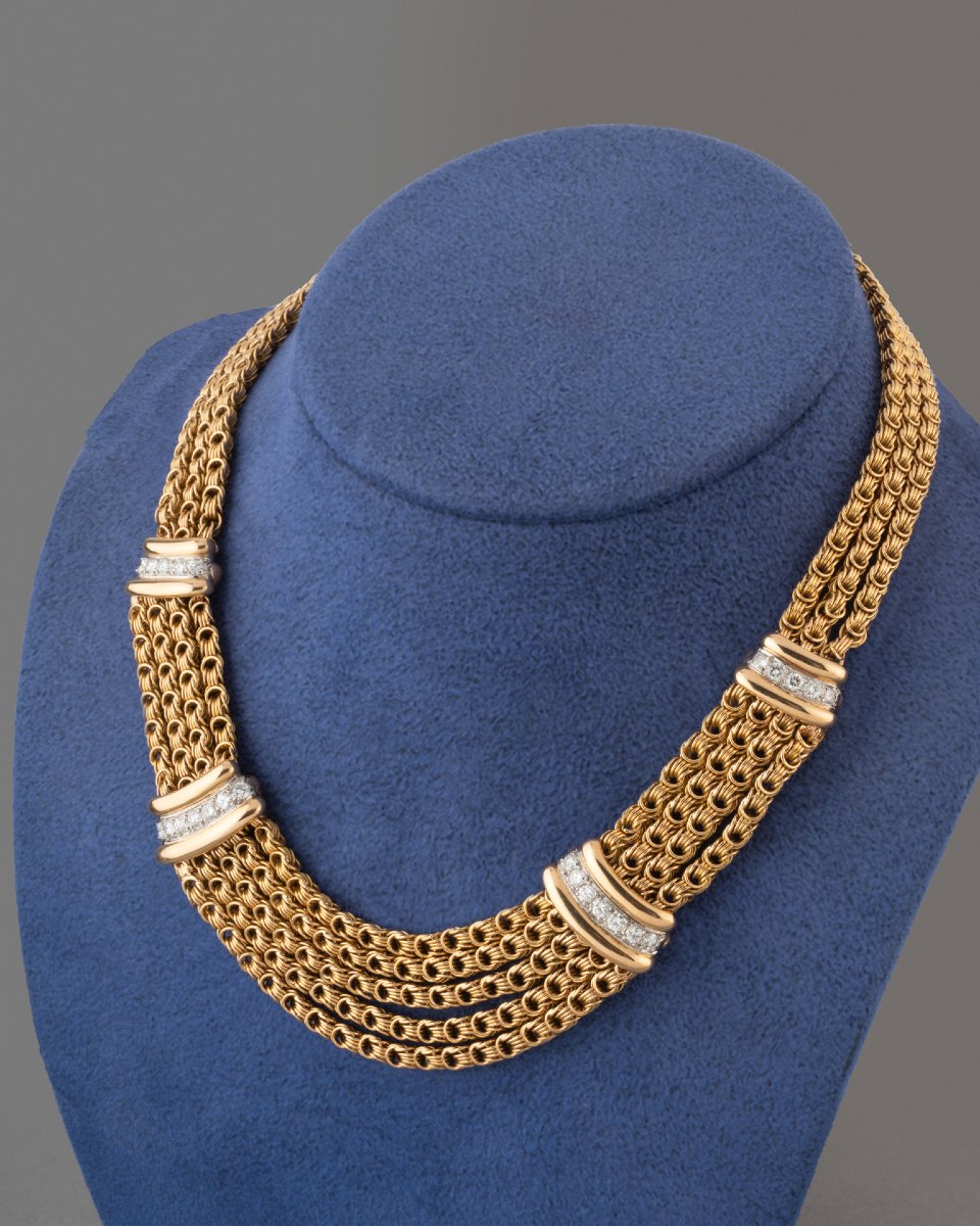 Collier Français Années 70 en Or et Diamants-photo-3