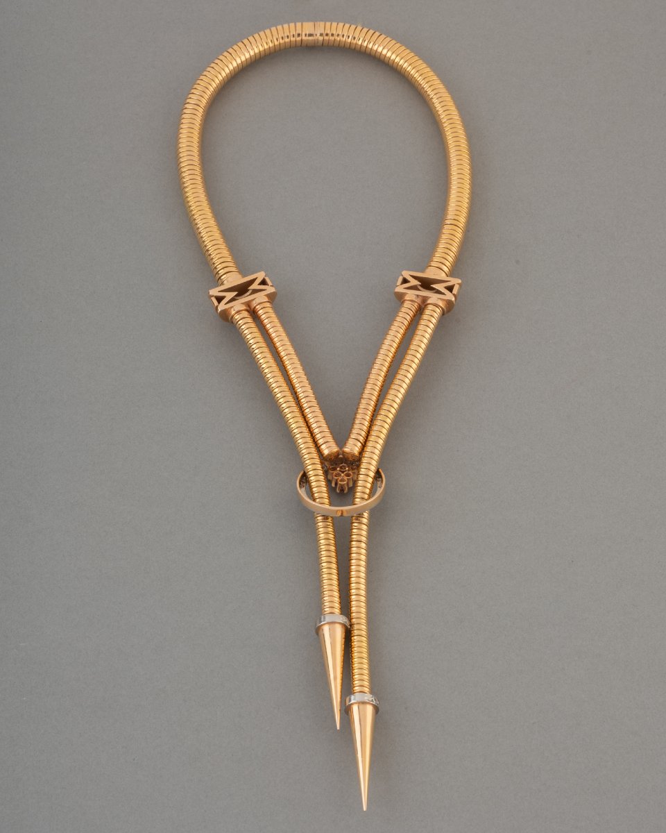 French Vintage Tubogaz Necklace in Gold-photo-6
