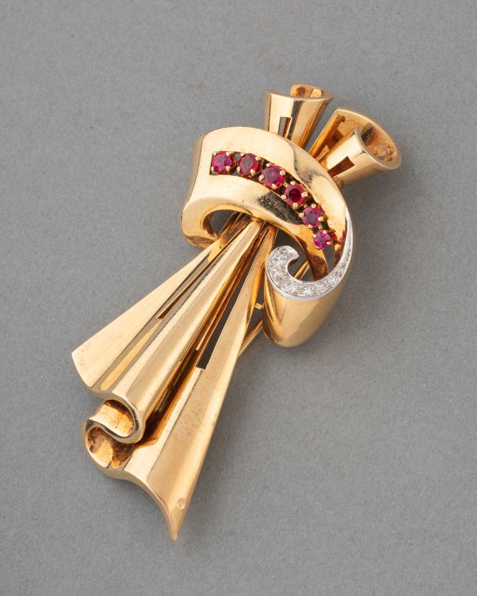 Cartier Gold And Diamonds Vintage Brooch-photo-2