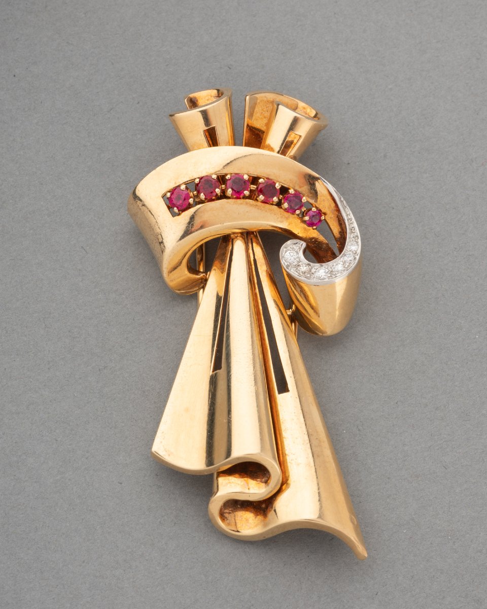 Cartier Gold And Diamonds Vintage Brooch-photo-3