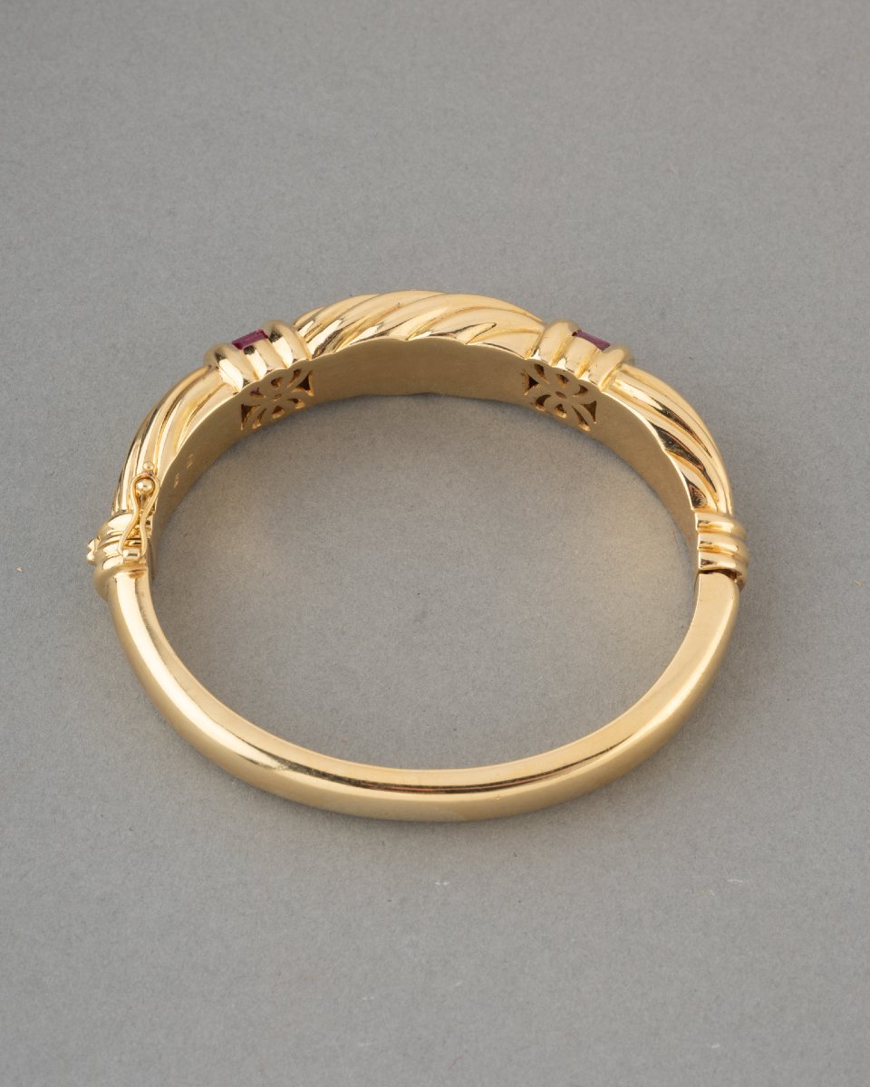 Vintage Gold Bracelet With Rubies And Diamonds, Circa 1980-photo-4