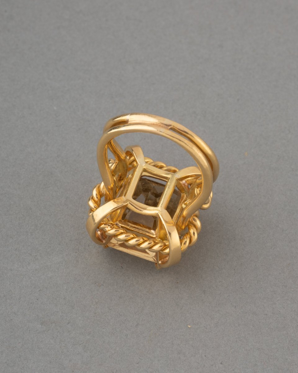 Bague Française Vintage en Or et Citrine-photo-2