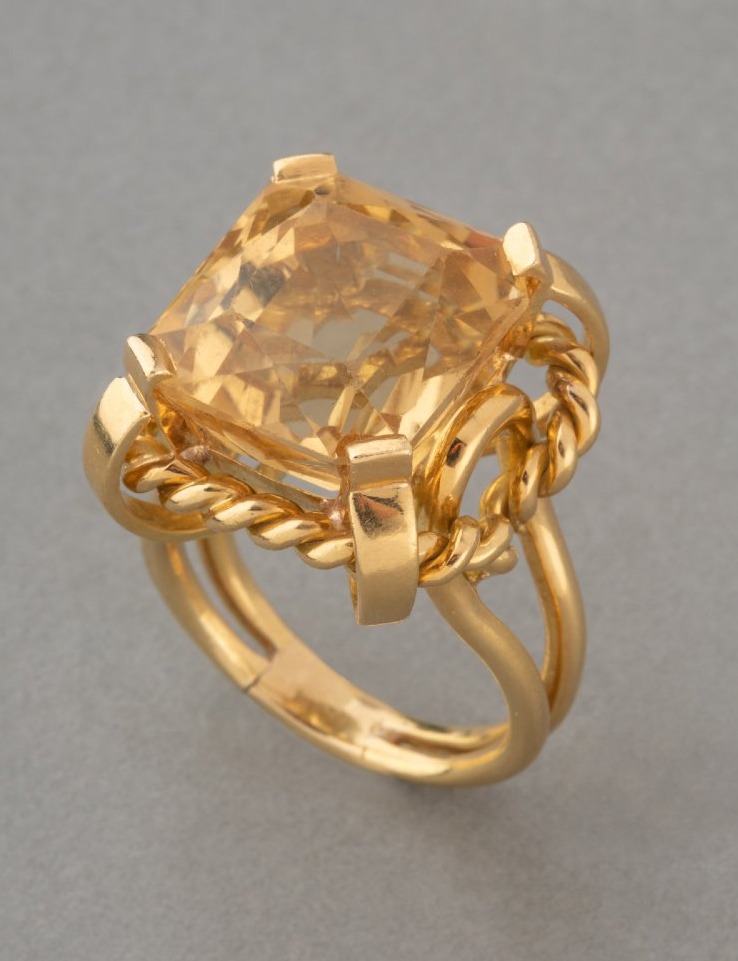 Bague Française Vintage en Or et Citrine