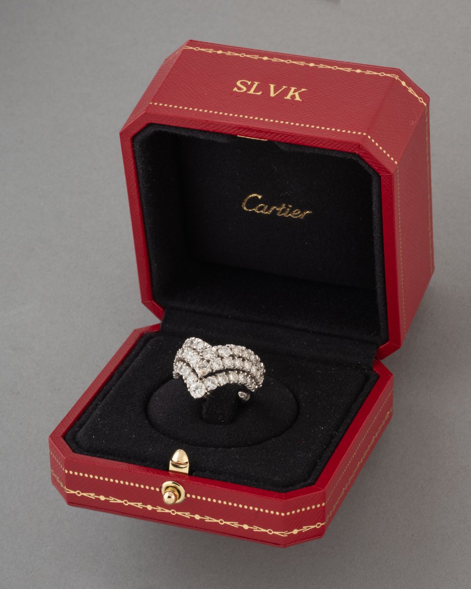 Cartier Paris 1988 Bague en Or et 4 Carats de Diamants -photo-2